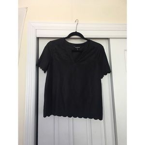 Express scalloped edges v cut velvet cropped top